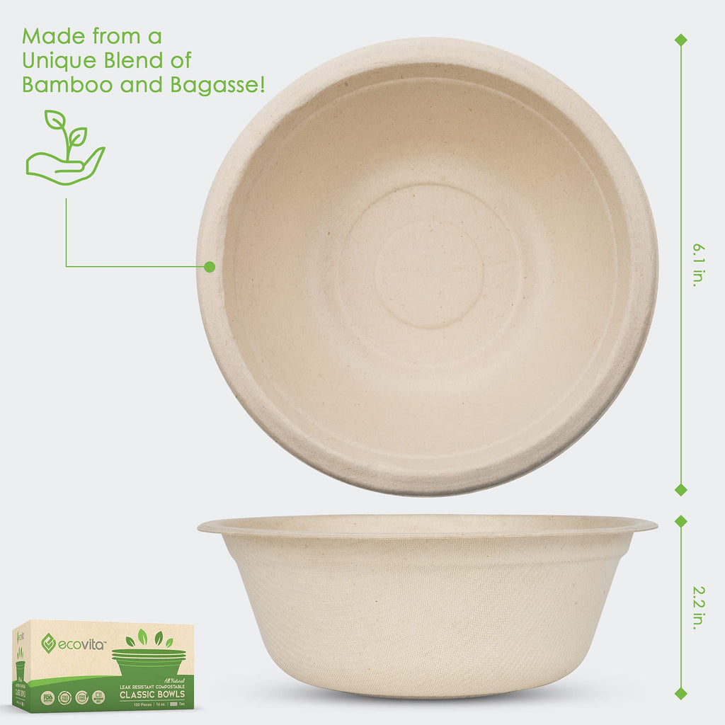 Ecovita 100% Compostable Paper Bowls Tree Free

