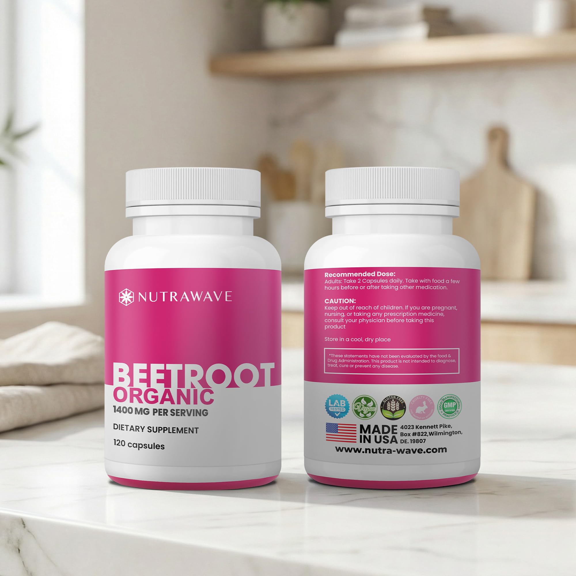Nutra Wave Organic Beet Root Capsules Non-GMO Vegan

