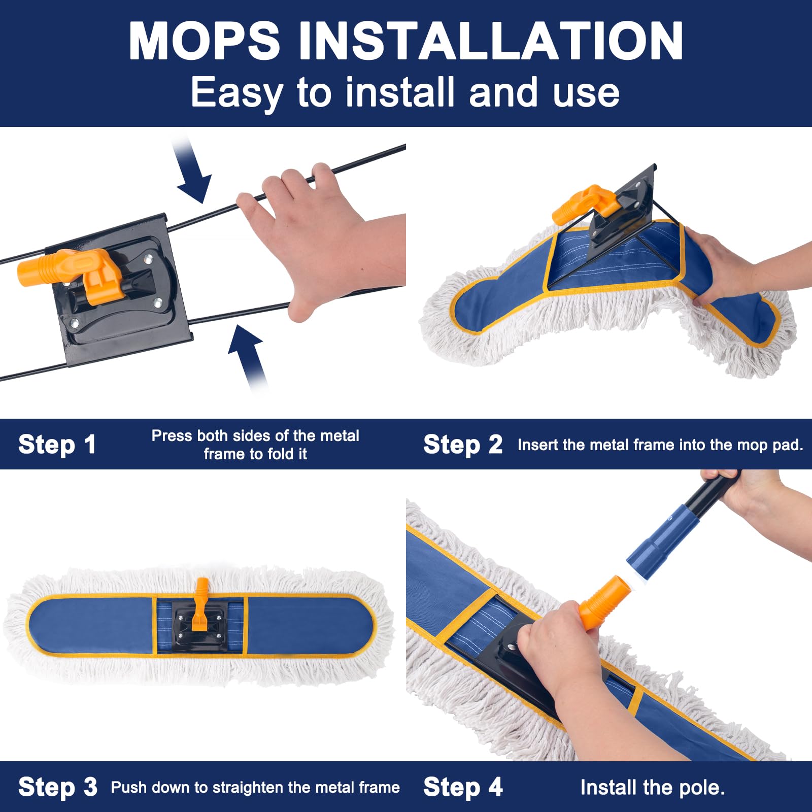 Commercial Dust Mop 59-Inch Handle with Reusable Pads

