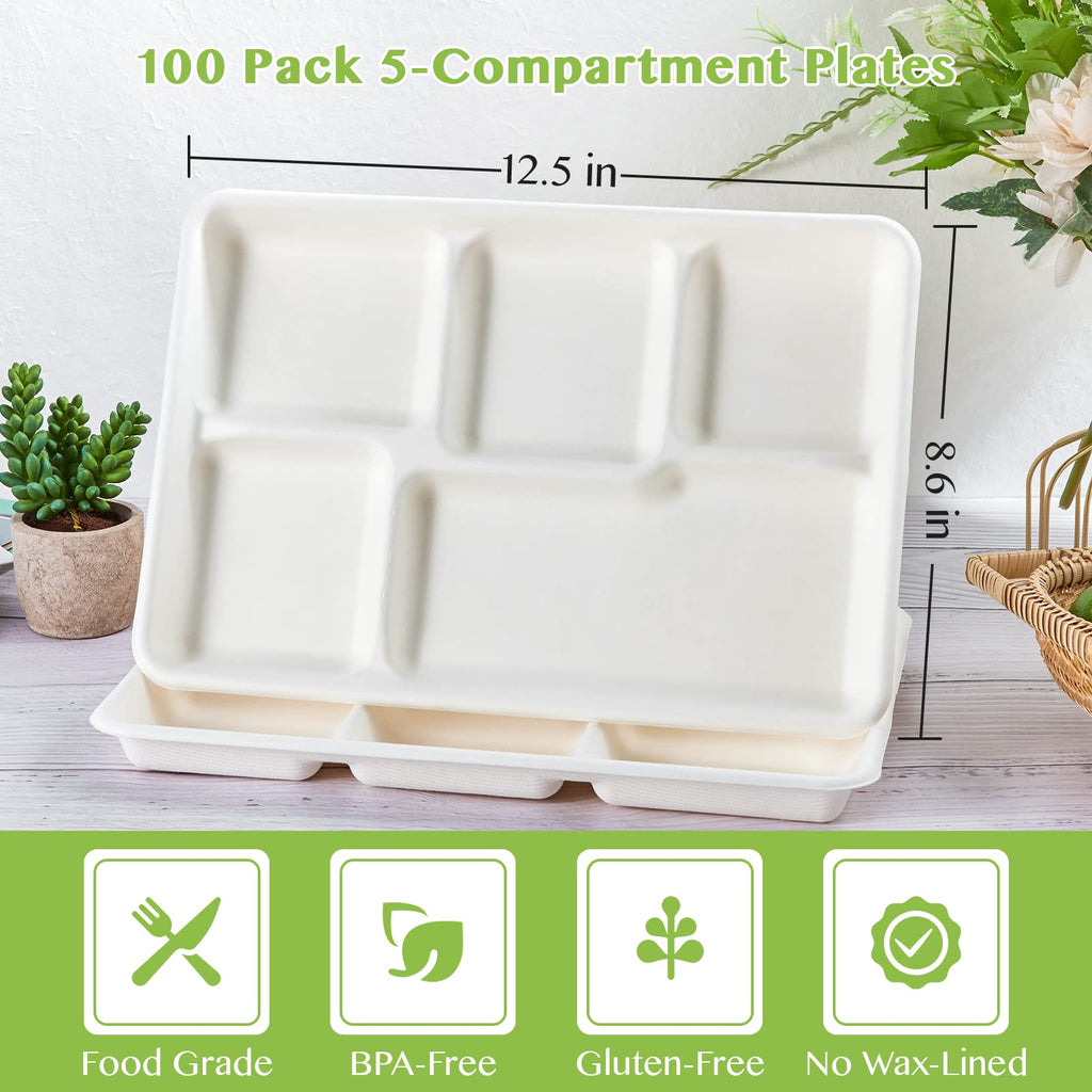 ECOLipak 5-Compartment Compostable Plates

