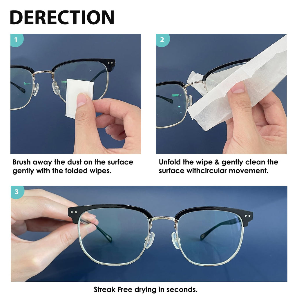 WOWFLASH Lens Wipes for Eyeglasses Streak-Free Cleaning

