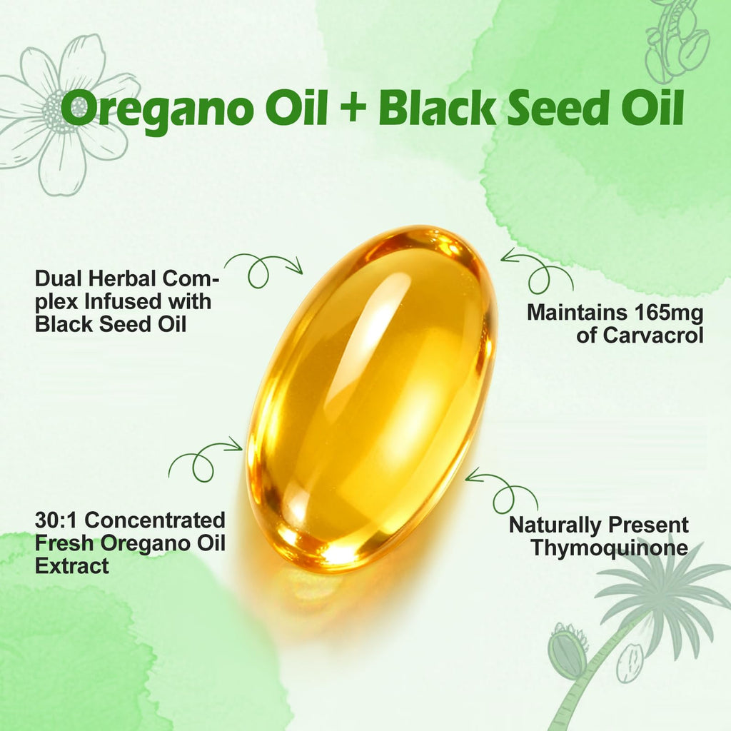 BEWORD Oil of Oregano with Black Seed Oil Immune Support

