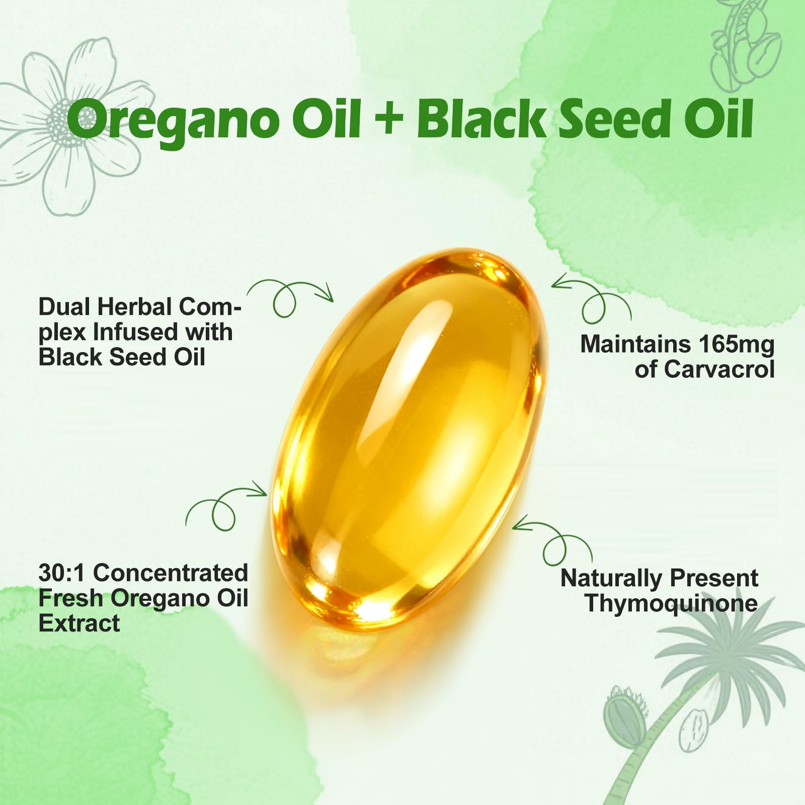 BEWORD Oil of Oregano with Black Seed Oil Immune Support

