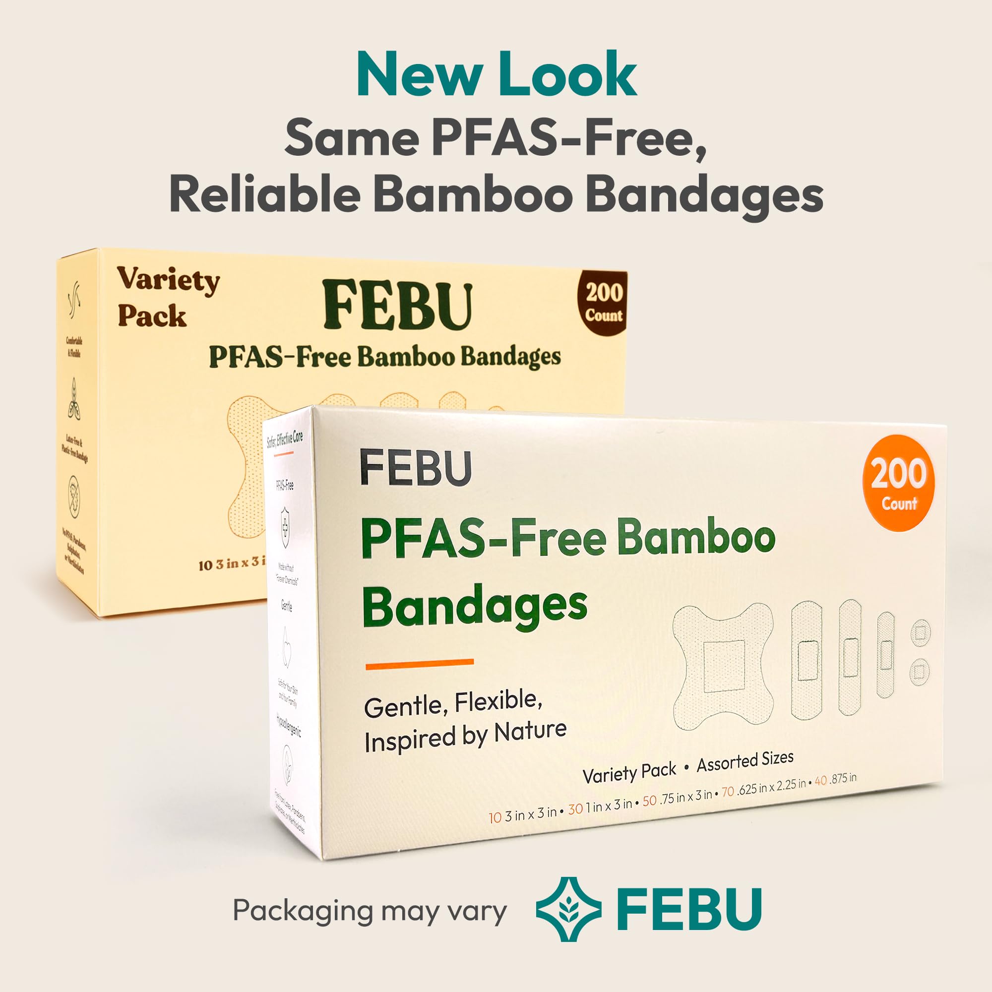 FEBU Bamboo Bandages PFAS Free Latex Free Biodegradable

