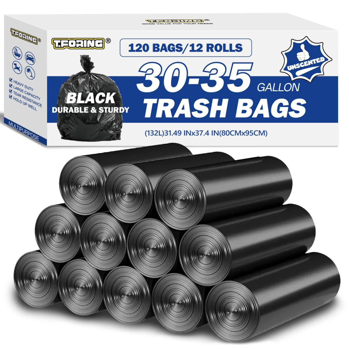 TFORING Heavy Duty Trash Bags for Commercial Use