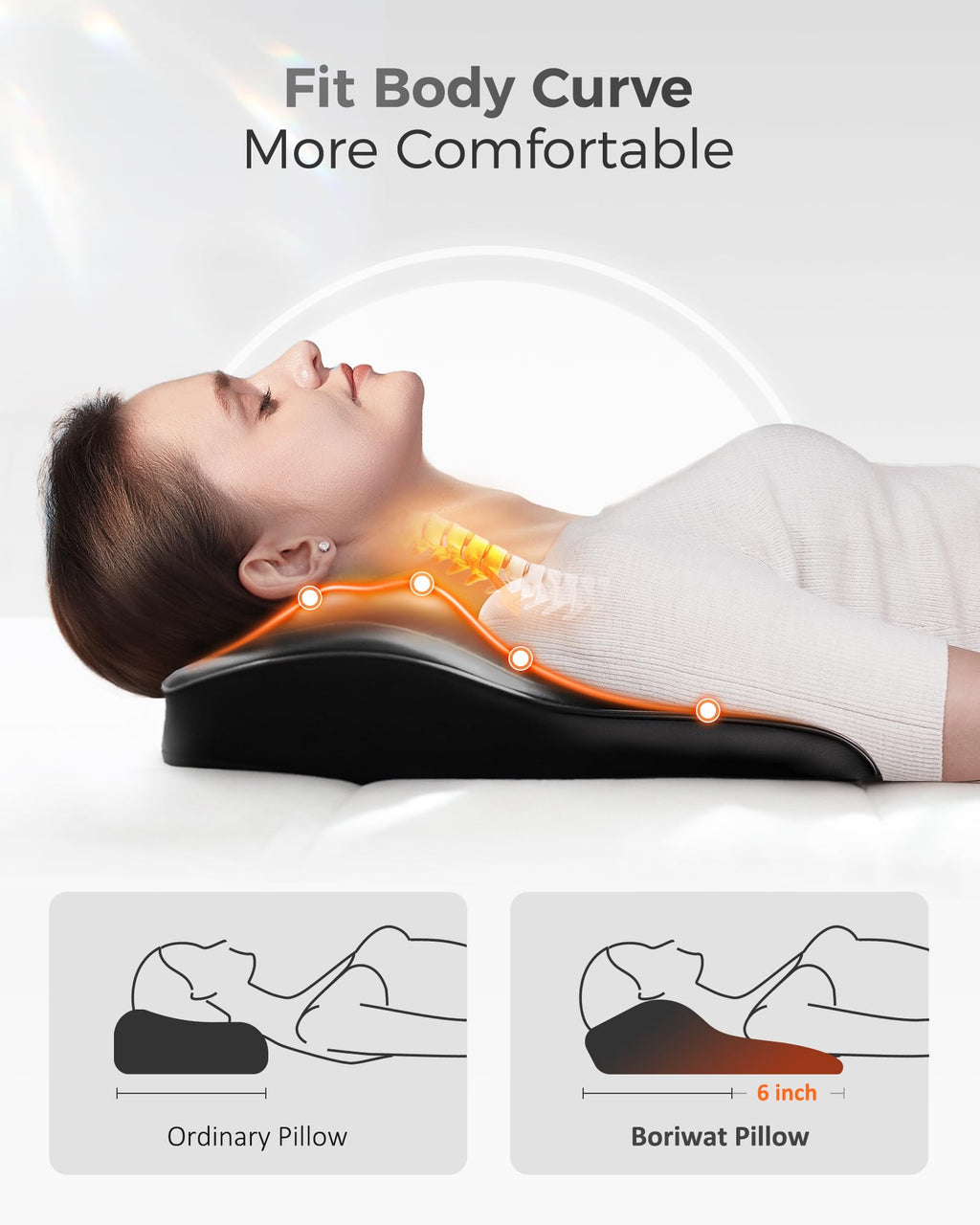 Boriwat Back Massager with Heat | Deep Tissue Shiatsu Pillow

