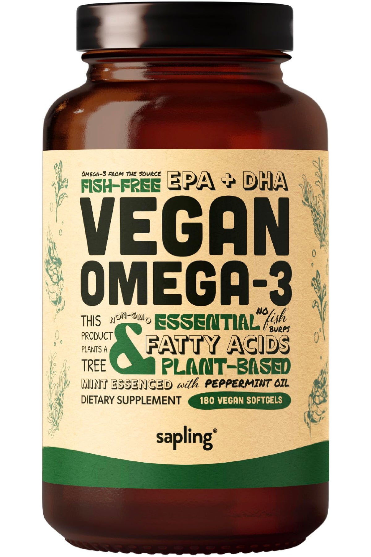 Sapling Vegan Algae Omega-3 Supplement for Heart, Brain & Joints