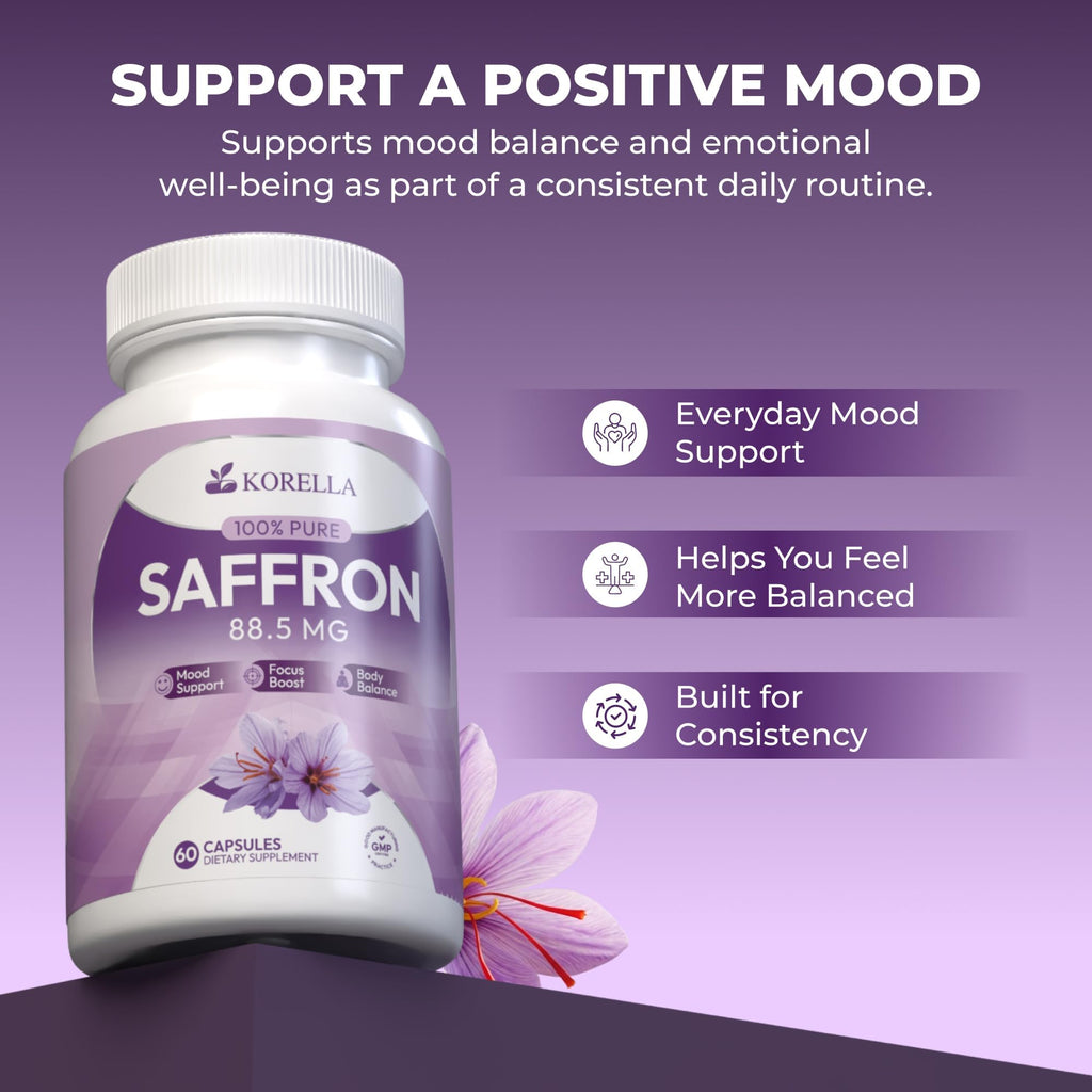KORELLA Saffron Supplement 88.5 mg | Pure Saffron Extract

