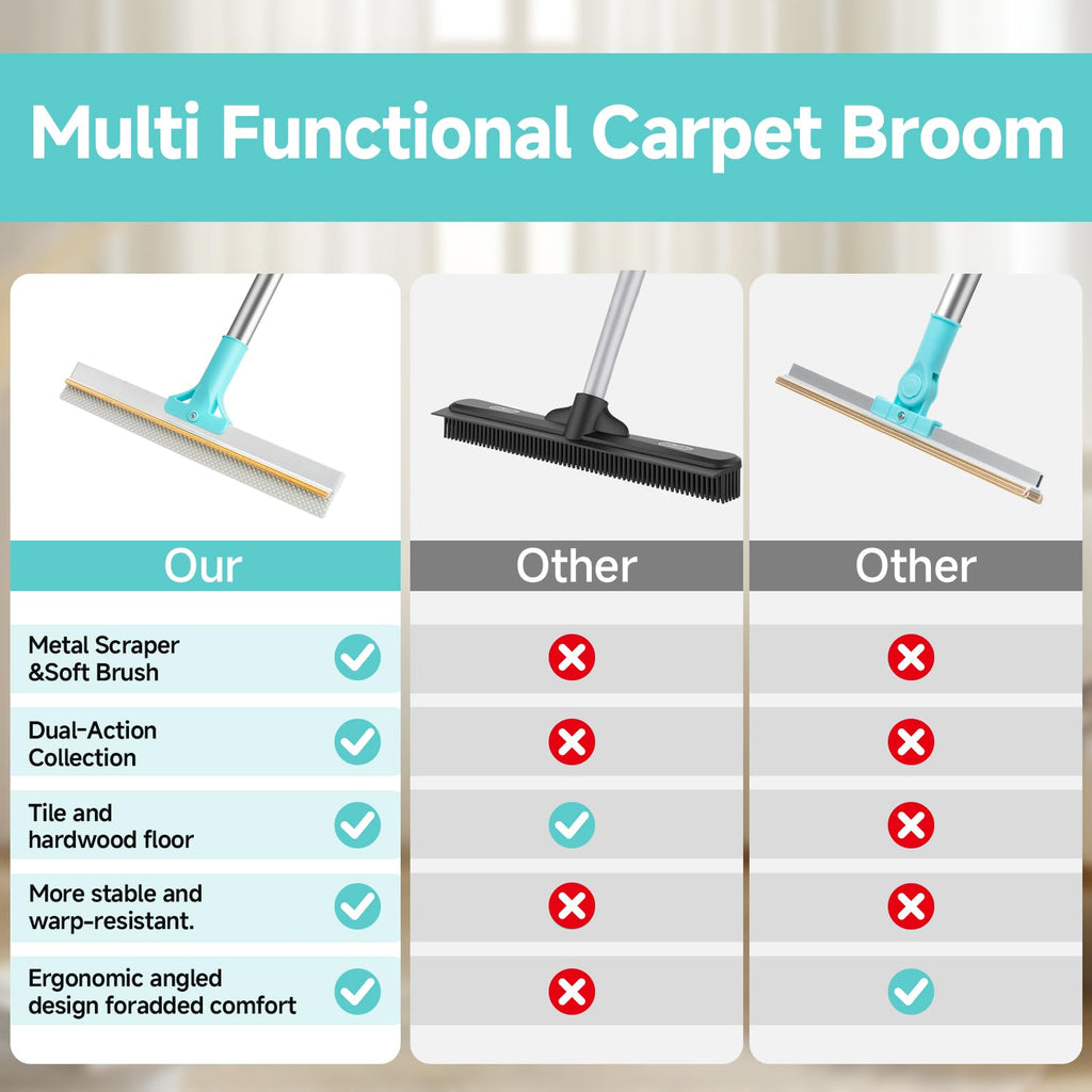 Carpet Rake for Pet Hair Removal - Dual-Action Tool

