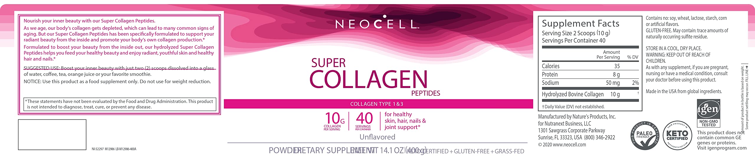 NeoCell Grassfed Collagen Peptides Unflavored

