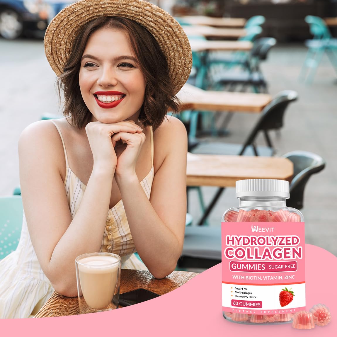 Sugar Free Collagen Gummies for Women with Biotin & Vitamins

