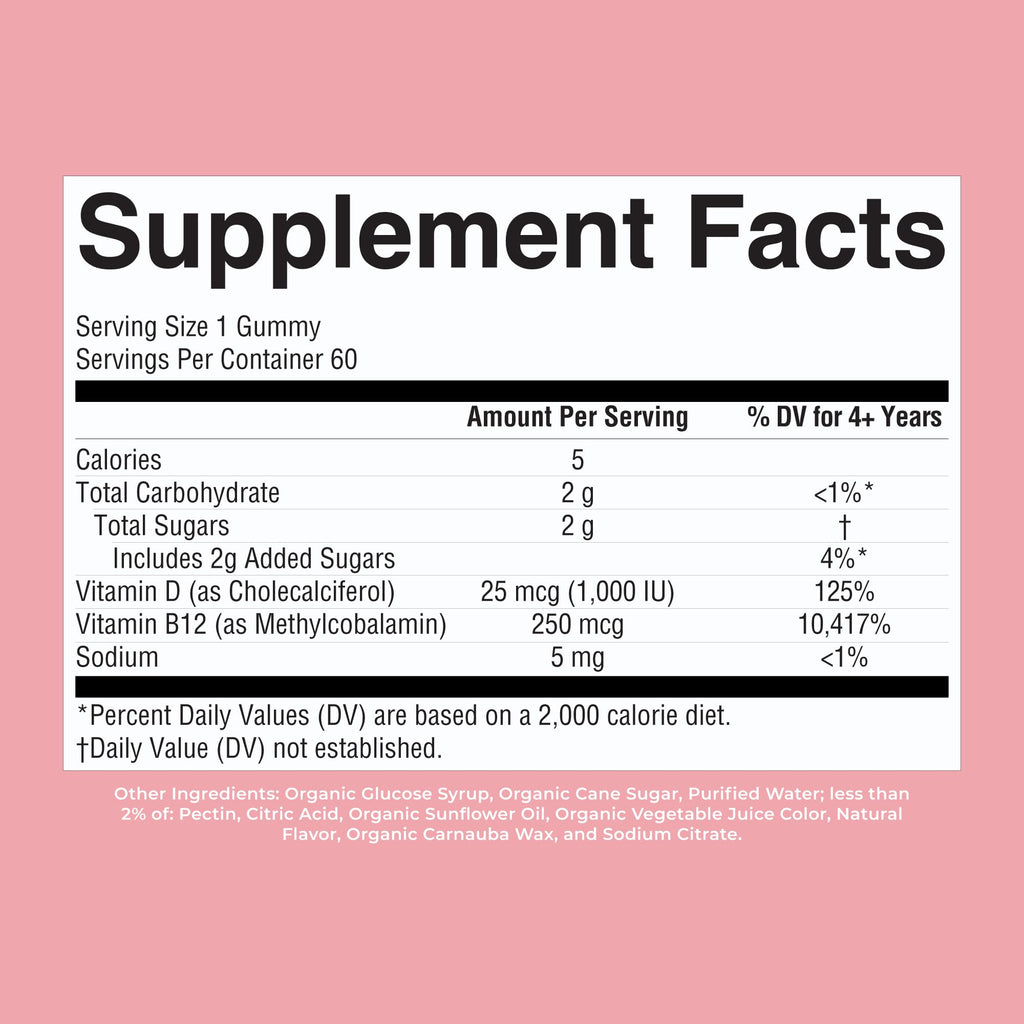 MARYRUTH'S Vitamin D3 + B12 Gummies | Immune & Bone Support

