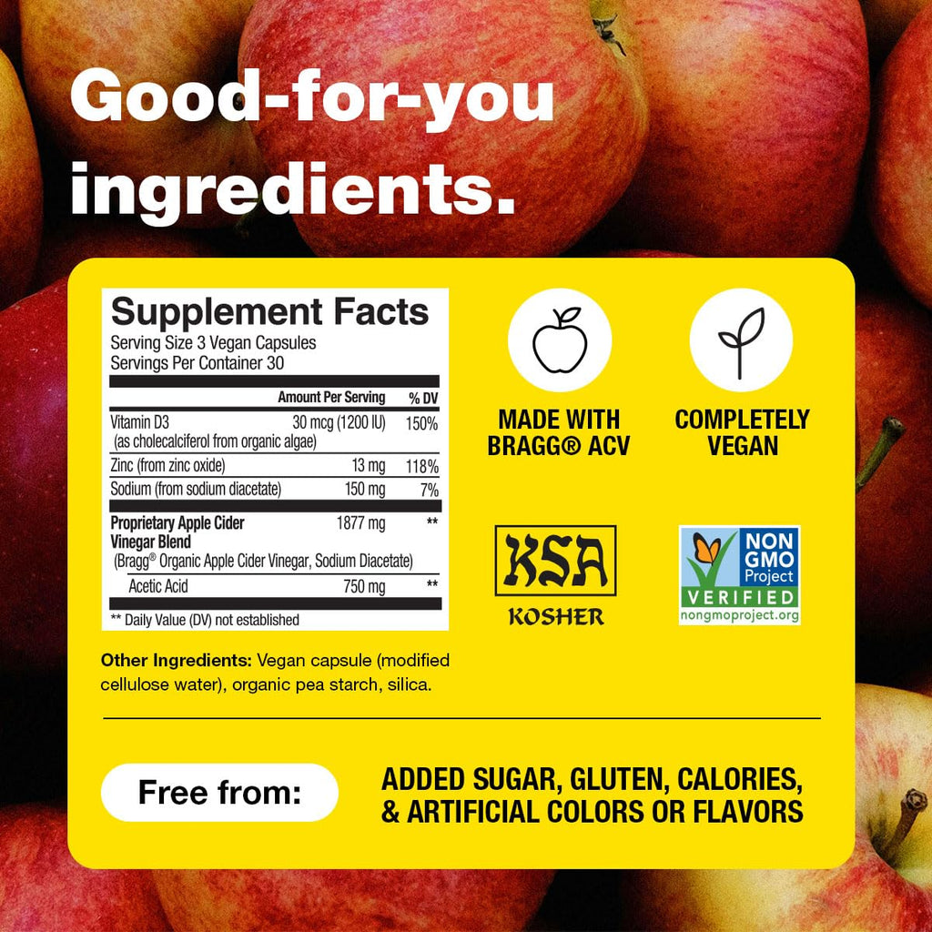 Apple Cider Vinegar Capsules by Bragg with Vitamin D & Zinc

