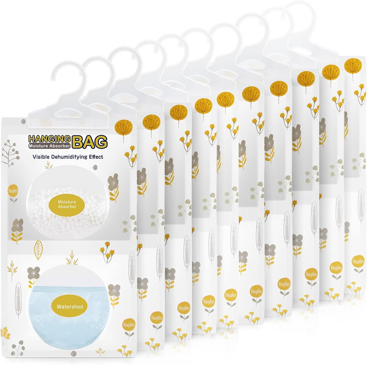 Vacplus Hanging Closet Dehumidifier Bags - Desiccant Moisture Absorbers