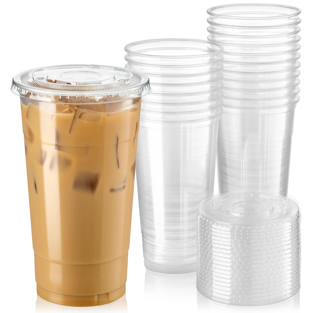 Fit Meal Prep Clear Plastic Cups with Flat Lids

