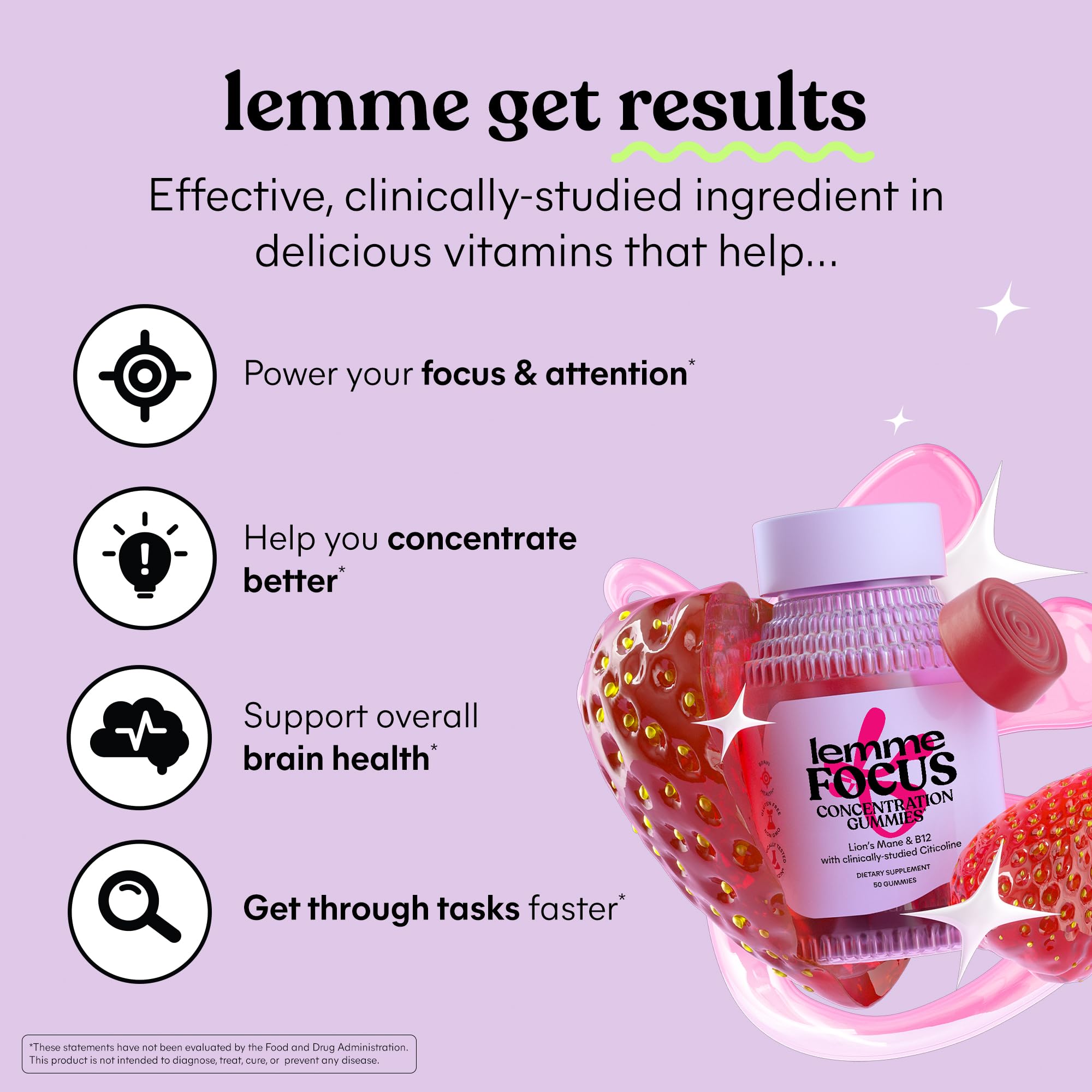 Lemme Focus Concentration Gummies | Cognizin Citicoline

