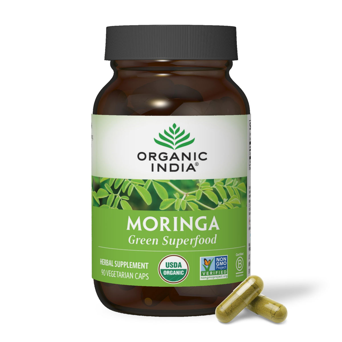 Organic India Moringa Herbal Supplement - Green Superfood, Vegan & Gluten-Free