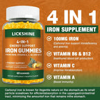 Lickshine Vegan Iron Gummies with Vitamin C Pineapple

