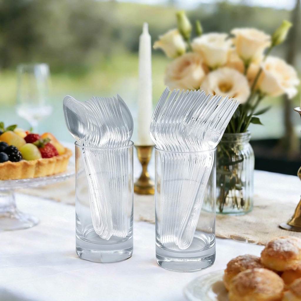 Lamosi Clear Plastic Cutlery Set – Heavy Duty, BPA-Free

