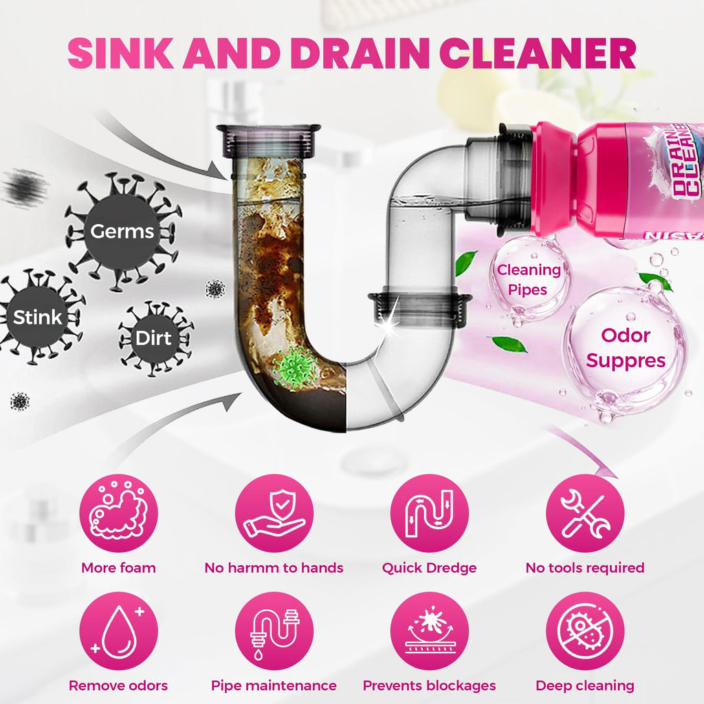 Foaming Drain Cleaner for Sinks & Drains - Hair & Odor

