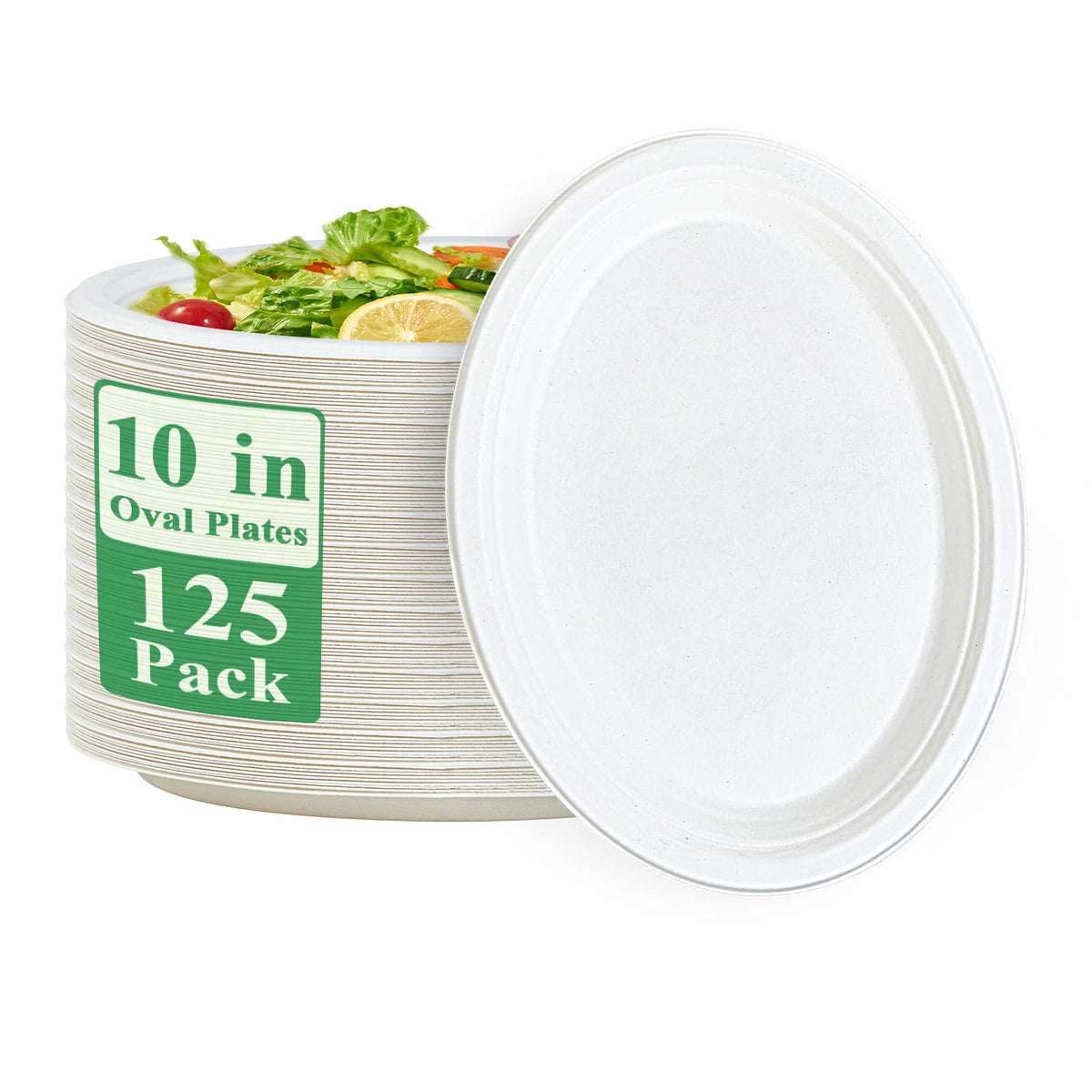 Vplus 100% Compostable Oval Paper Plates Made from Bagasse Sugarcane Fiber