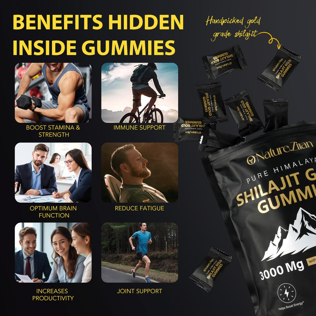 Shilajit Gummies with Ashwagandha & Gokshura - Organic Vegan

