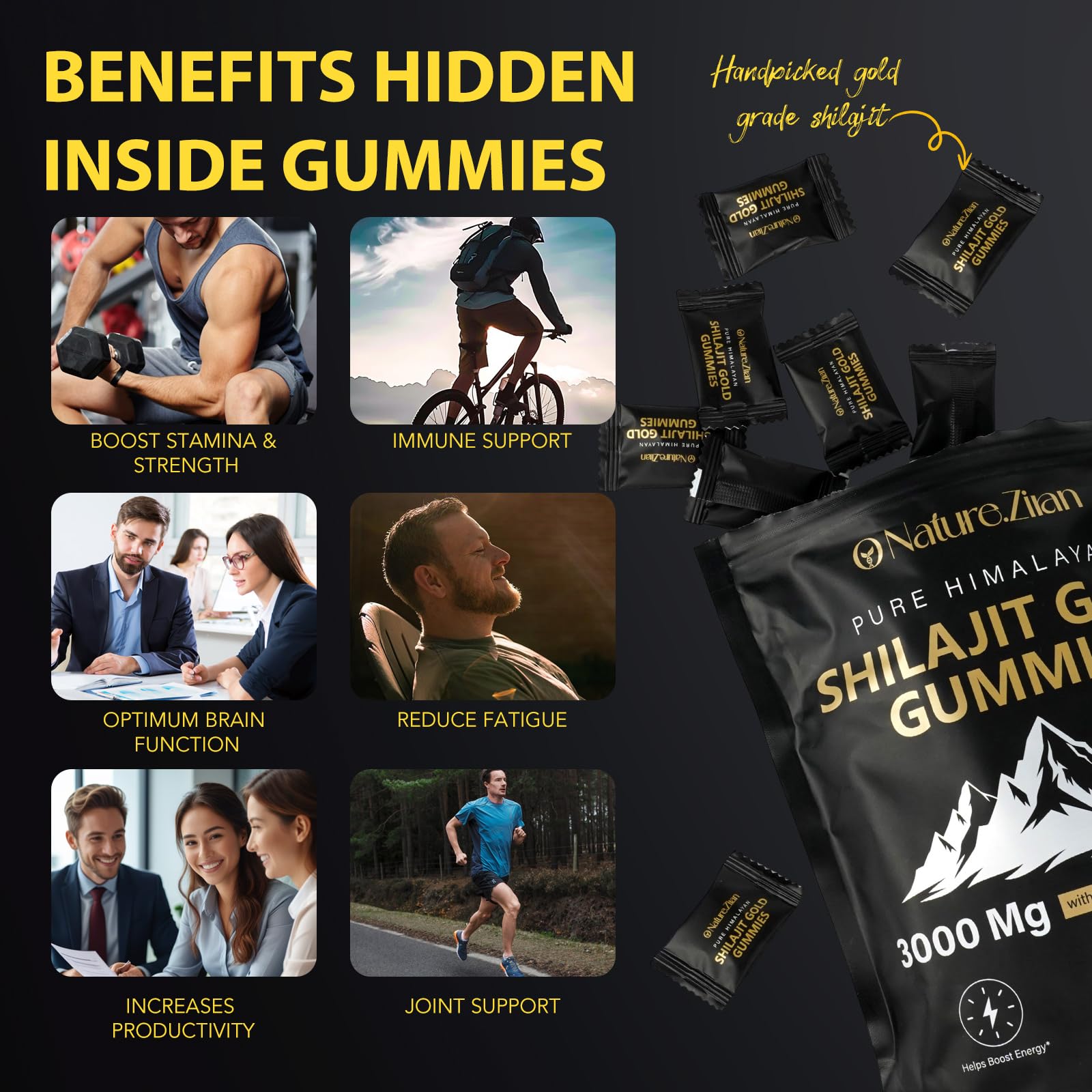 Shilajit Gummies with Ashwagandha & Gokshura - Organic Vegan

