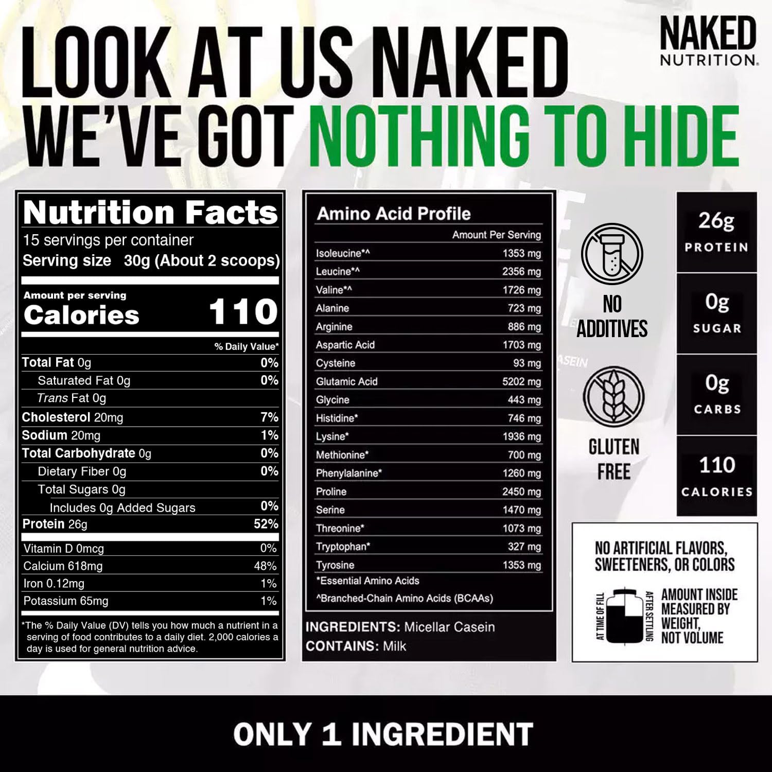 NAKED Casein Micellar Protein Powder – NSF Certified

