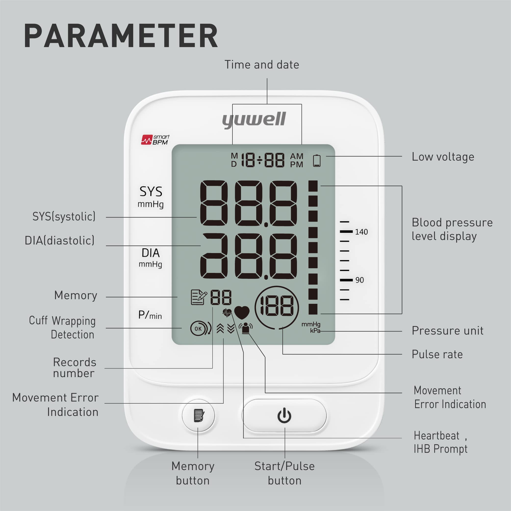 Yuwell Blood Pressure Monitor with Voice Broadcast

