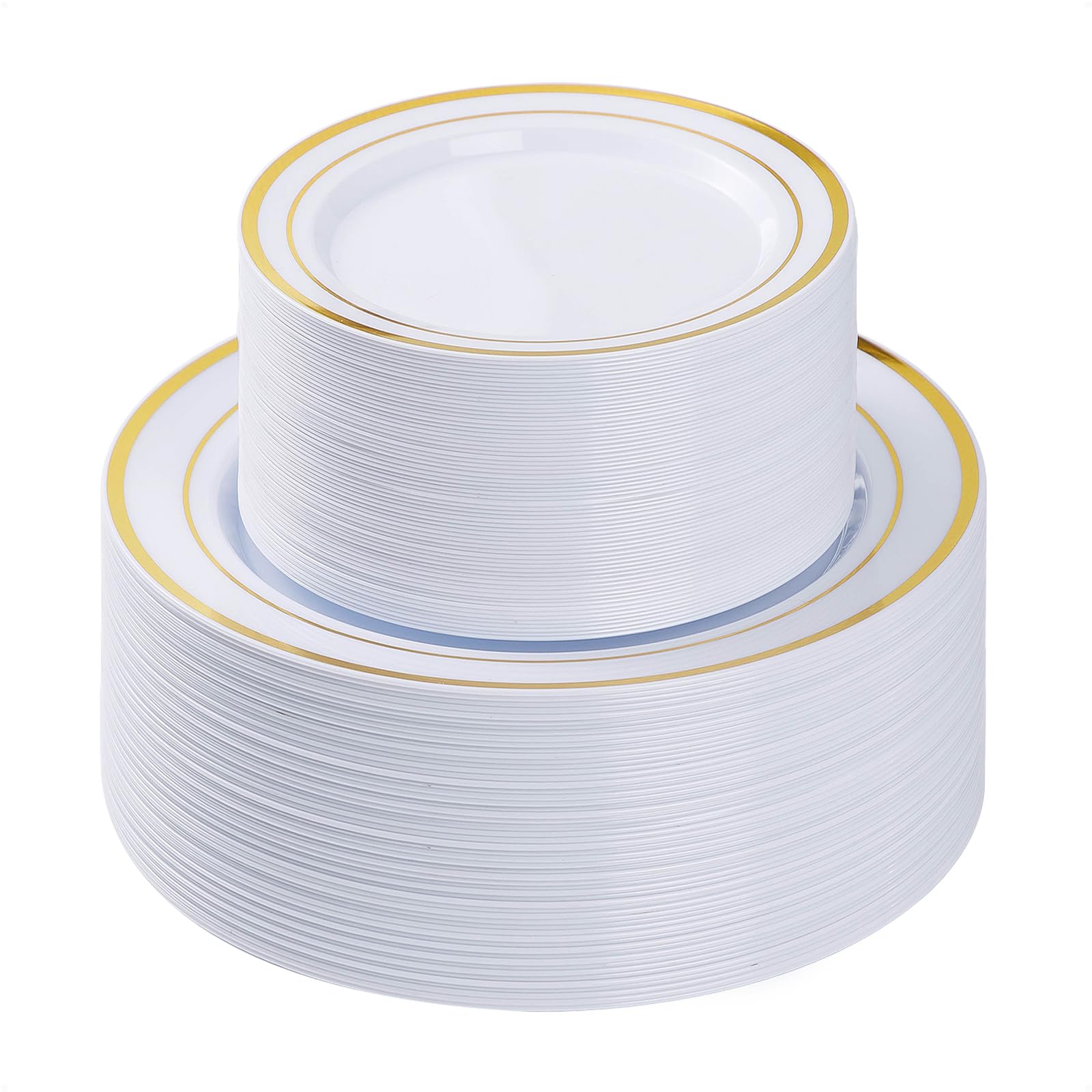 BESTVIP Disposable Plastic Plates Set for Parties - Dinner and Dessert Plates