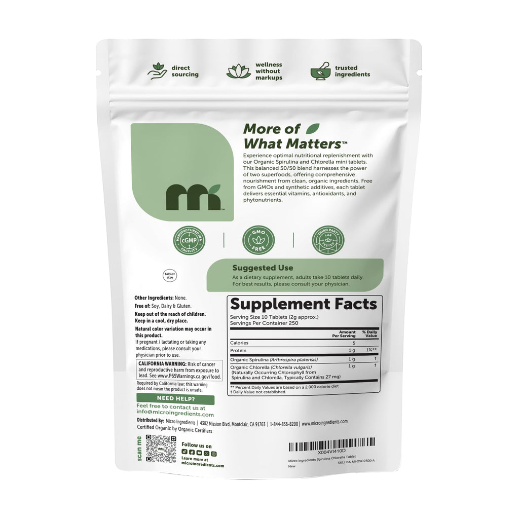 Micro Ingredients Organic Spirulina & Chlorella Mini Tablets

