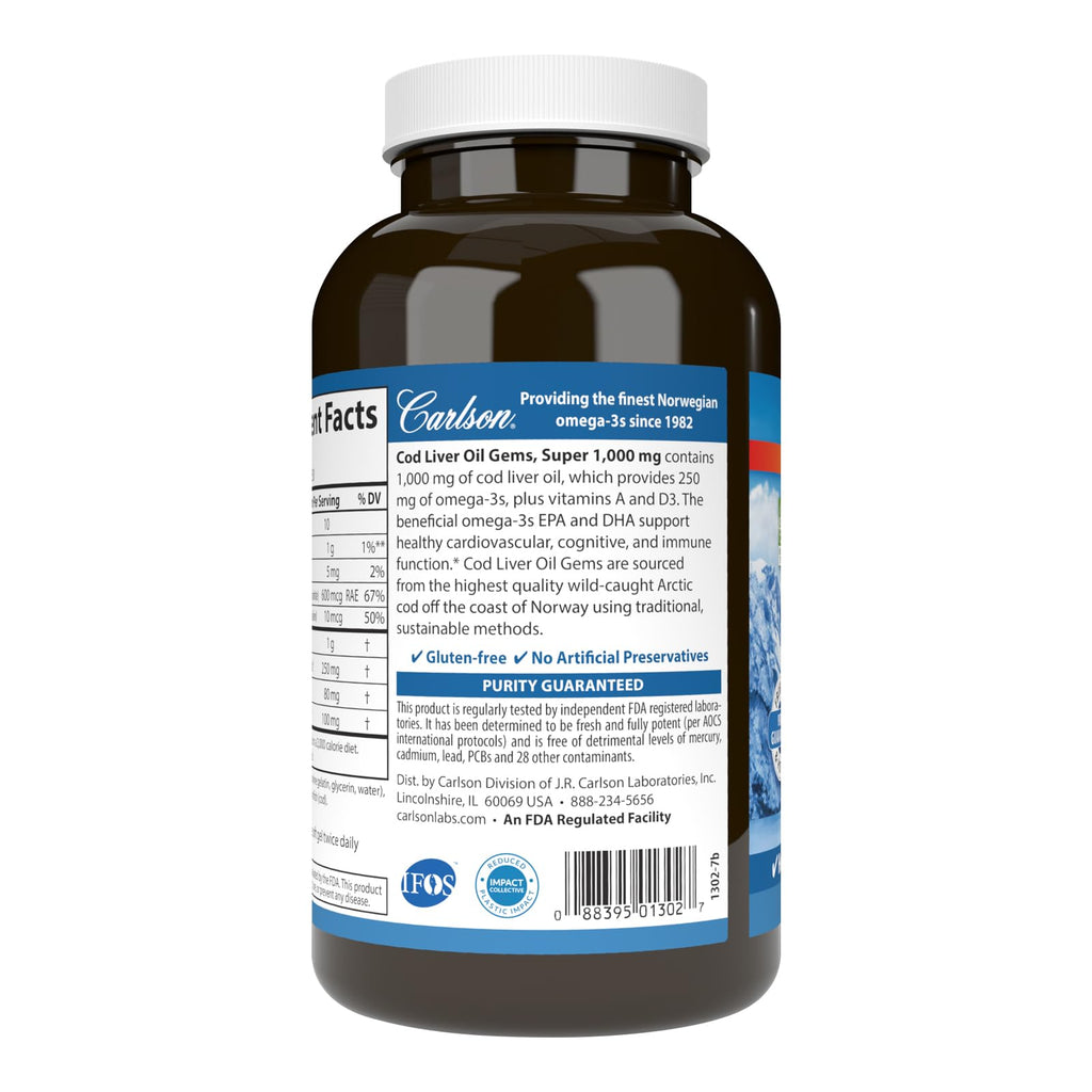 Carlson Cod Liver Oil Gems - Wild Arctic Cod Liver Oil D3

