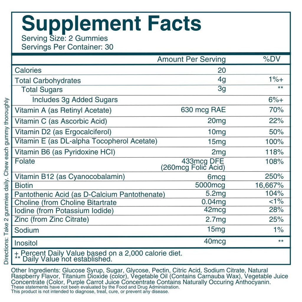 WEEM Hair Skin Nails Gummies – Vegan Biotin Vitamins

