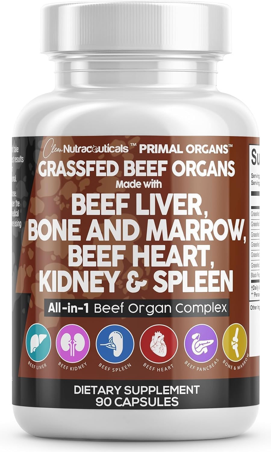 Clean Nutraceuticals Grass Fed Beef Liver Capsules Organ Blend

