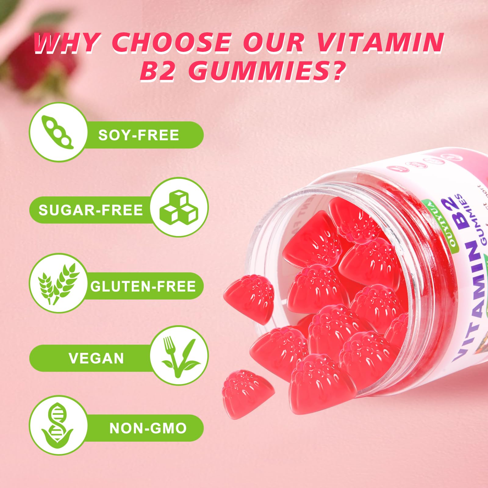 Vitamin B2 Riboflavin Gummies with Magnesium | Sugar-Free

