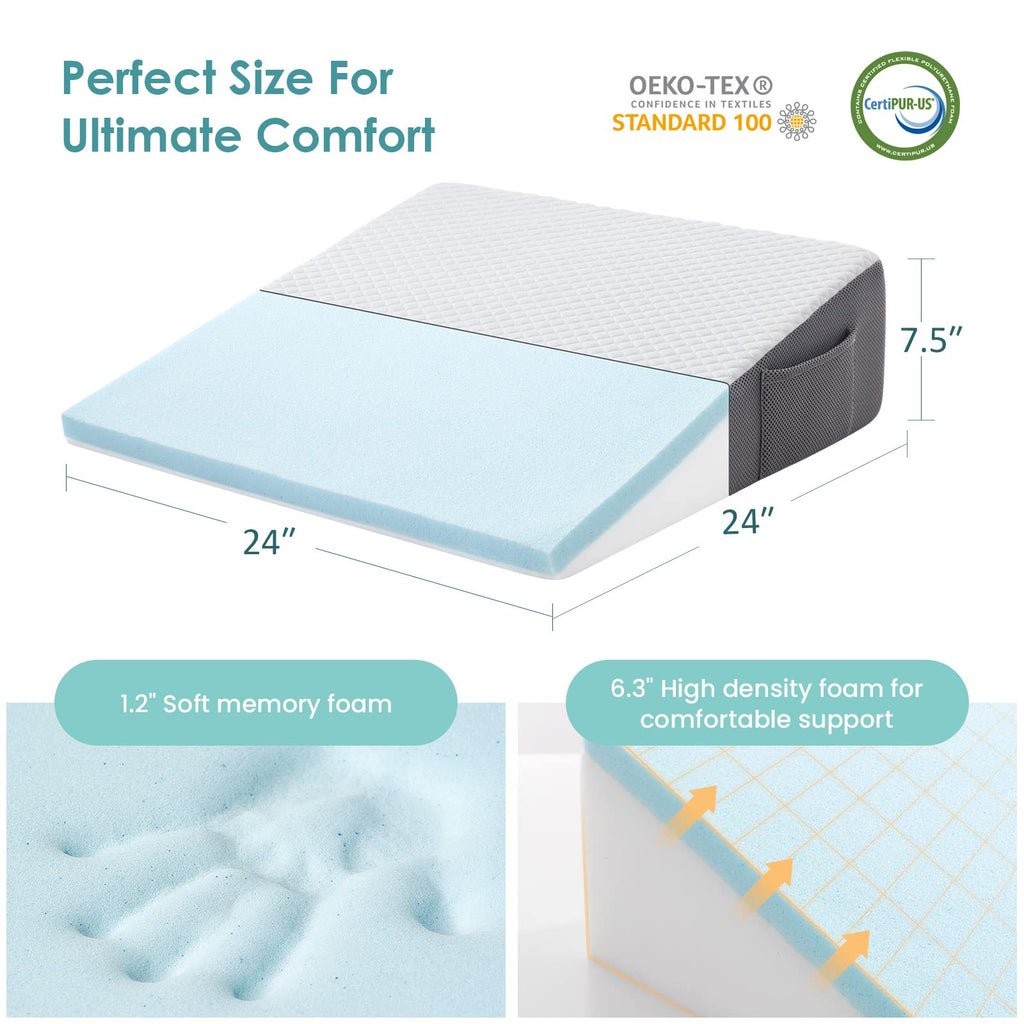 Cozymaker Bed Wedge Pillow | Ergonomic Memory Foam

