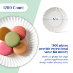 MUCHII White Disposable Dessert Plates - Uncoated Paper


