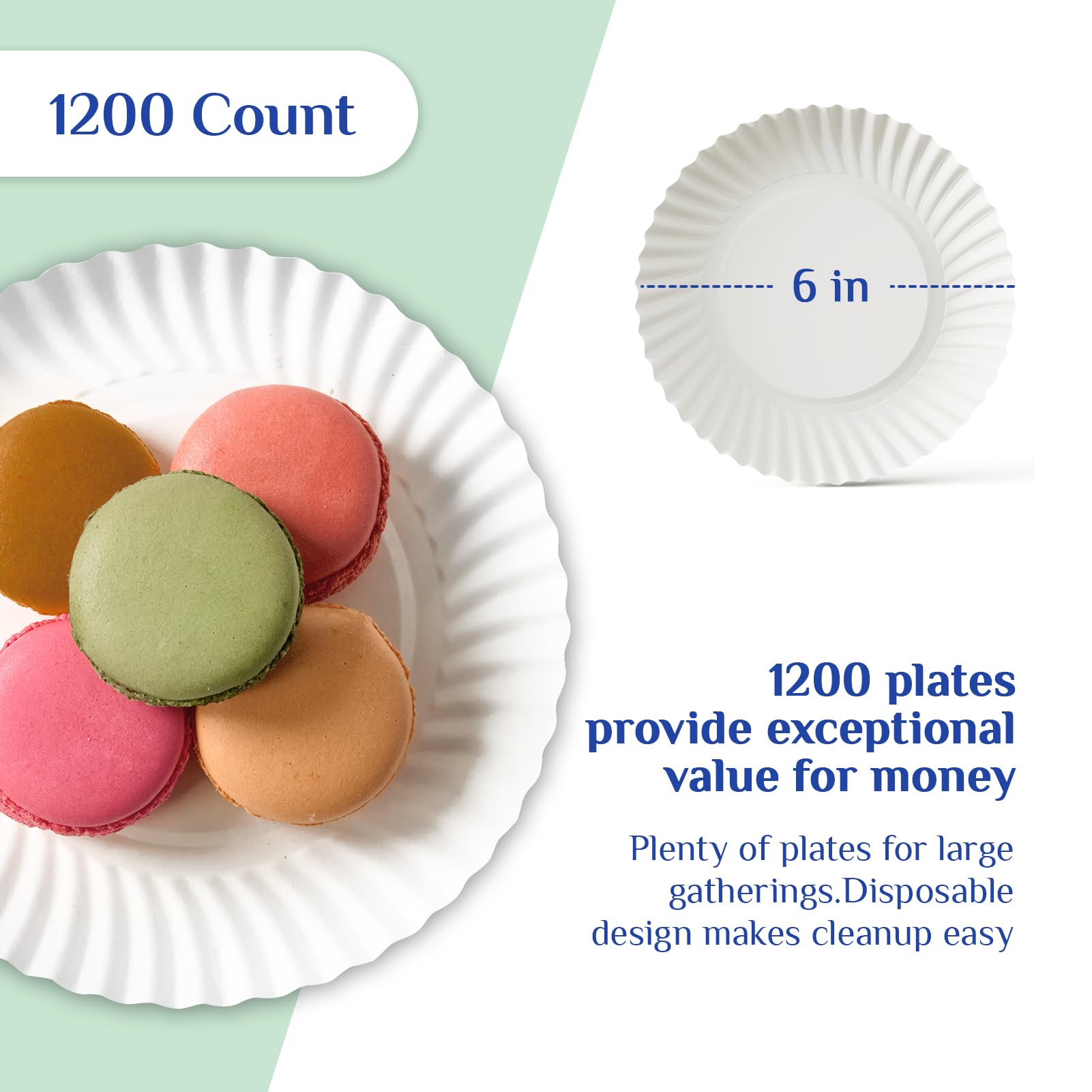 MUCHII White Disposable Dessert Plates - Uncoated Paper

