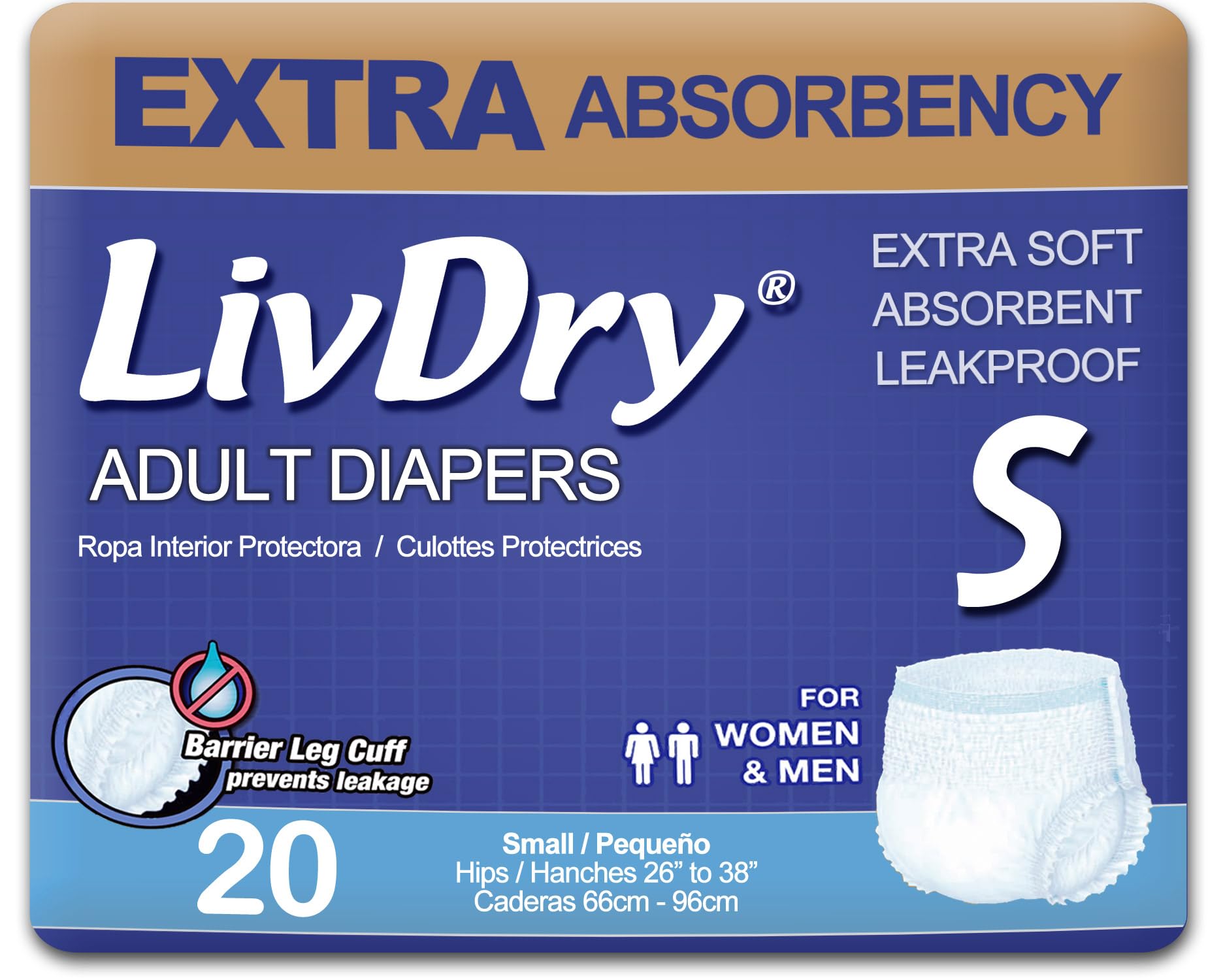 LivDry Adult Incontinence Underwear - Extra Absorbency Leak Protection