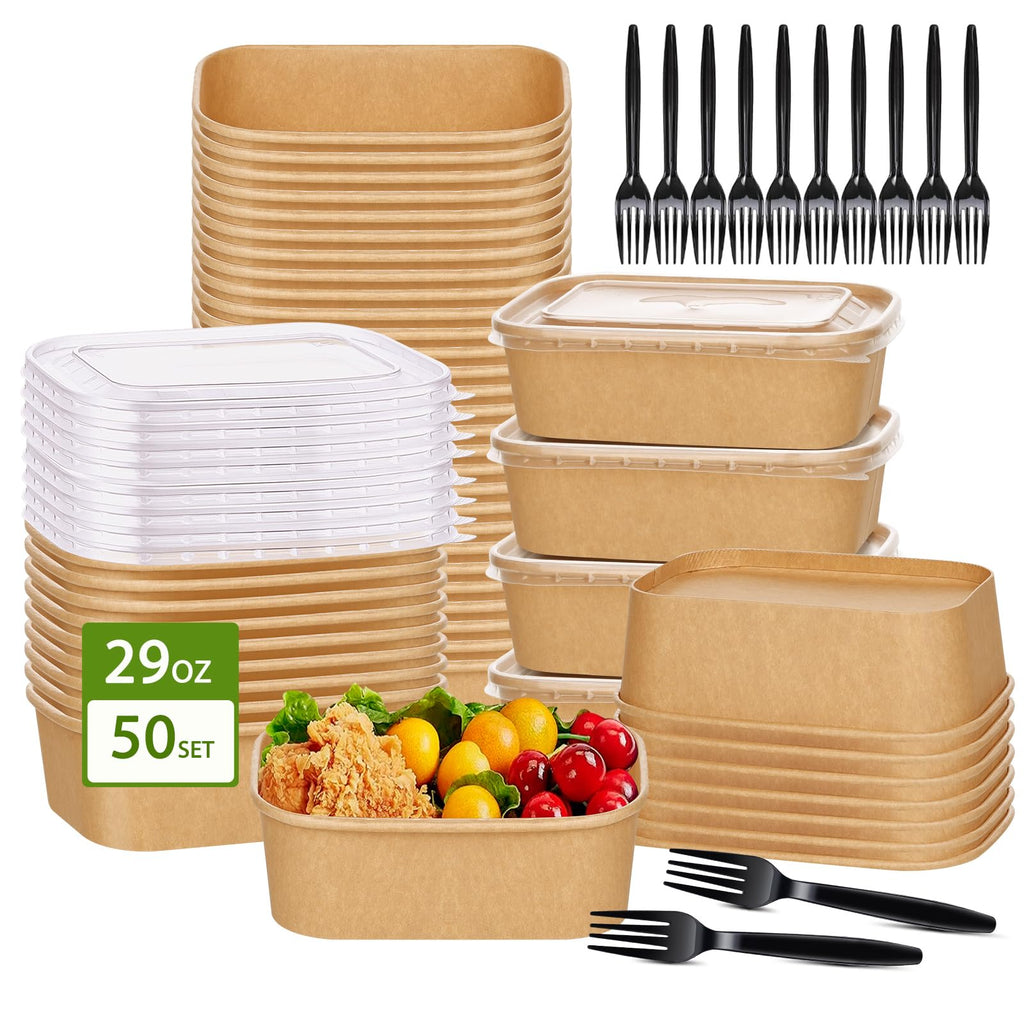 Disposable Paper Bowls with Lids and Forks | DI QIU REN

