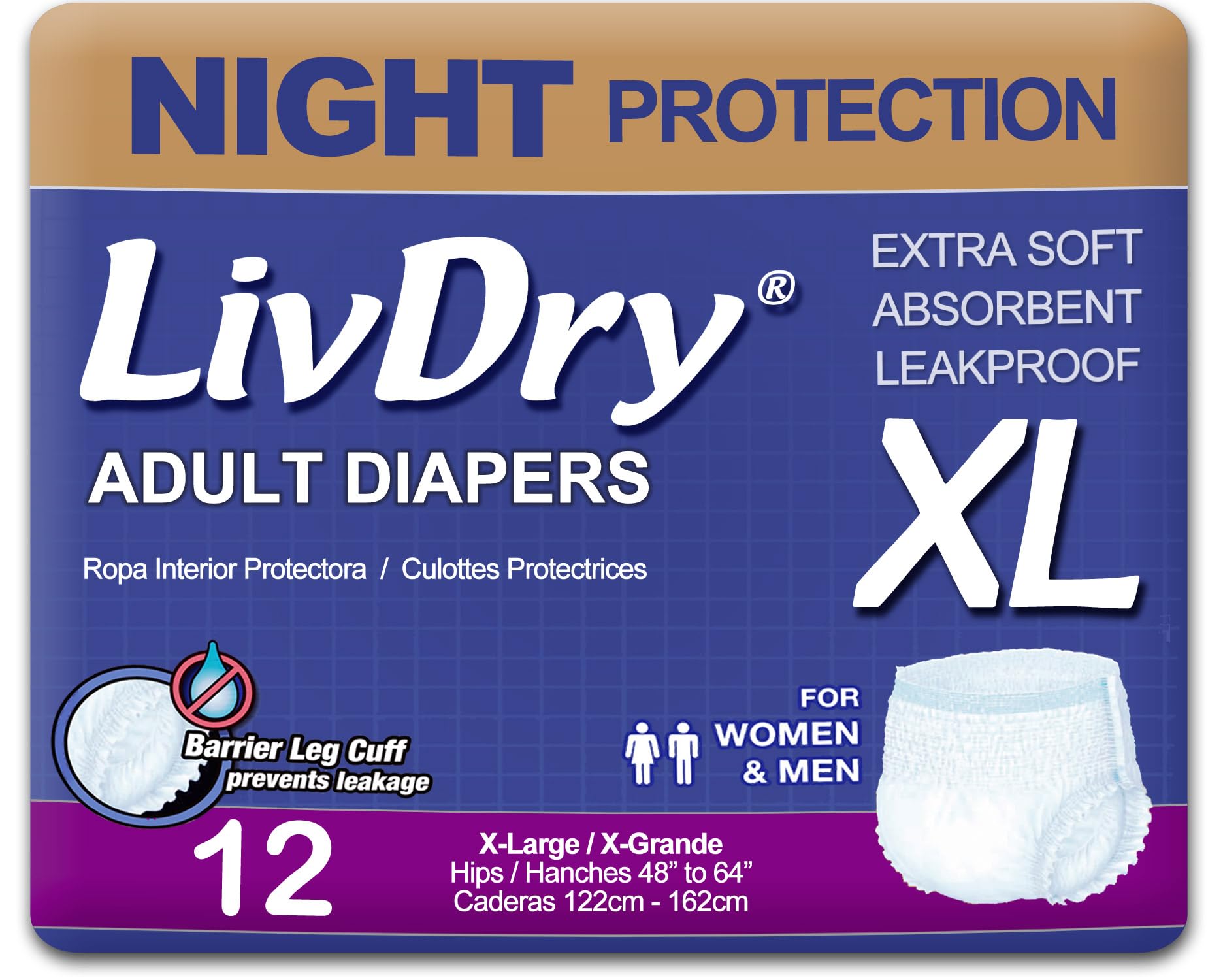 LivDry Adult Incontinence Underwear, Leak Protection