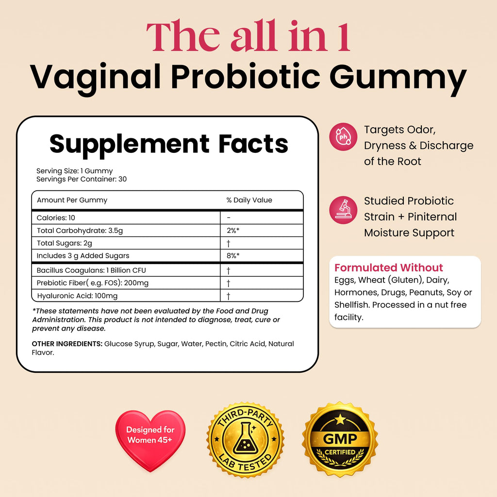 Flora+ Vaginal Probiotic Gummies for pH Balance - Vegan


