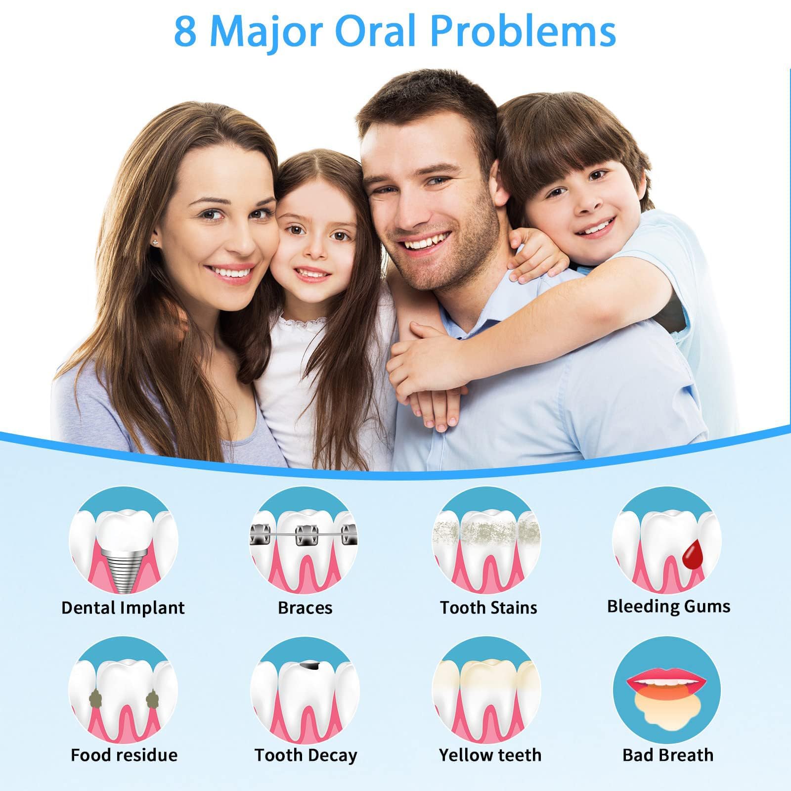 TUREWELL Water Dental Flosser | 8 Jet Tips

