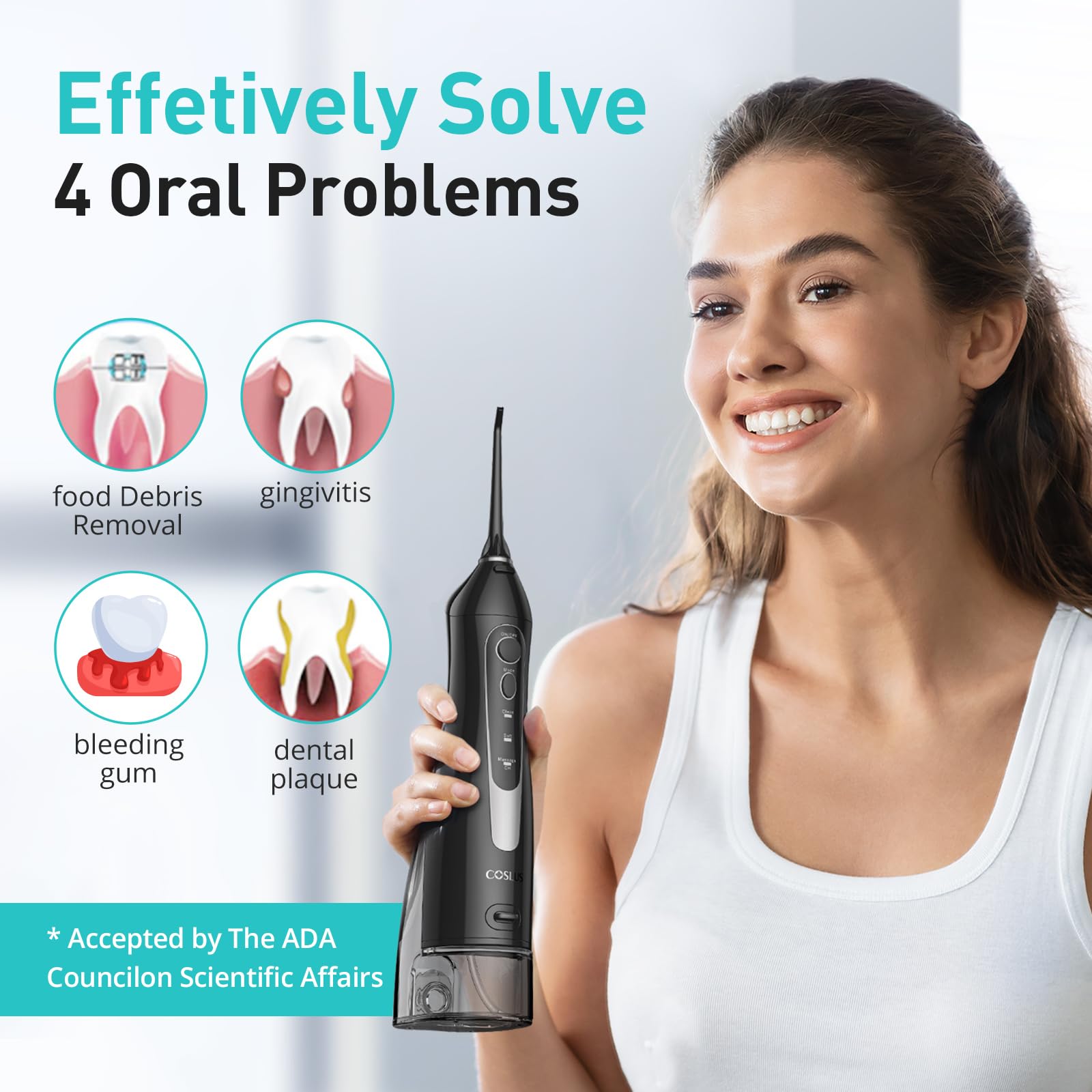 COSLUS Water Flosser C20 ADA Cordless Oral Irrigator

