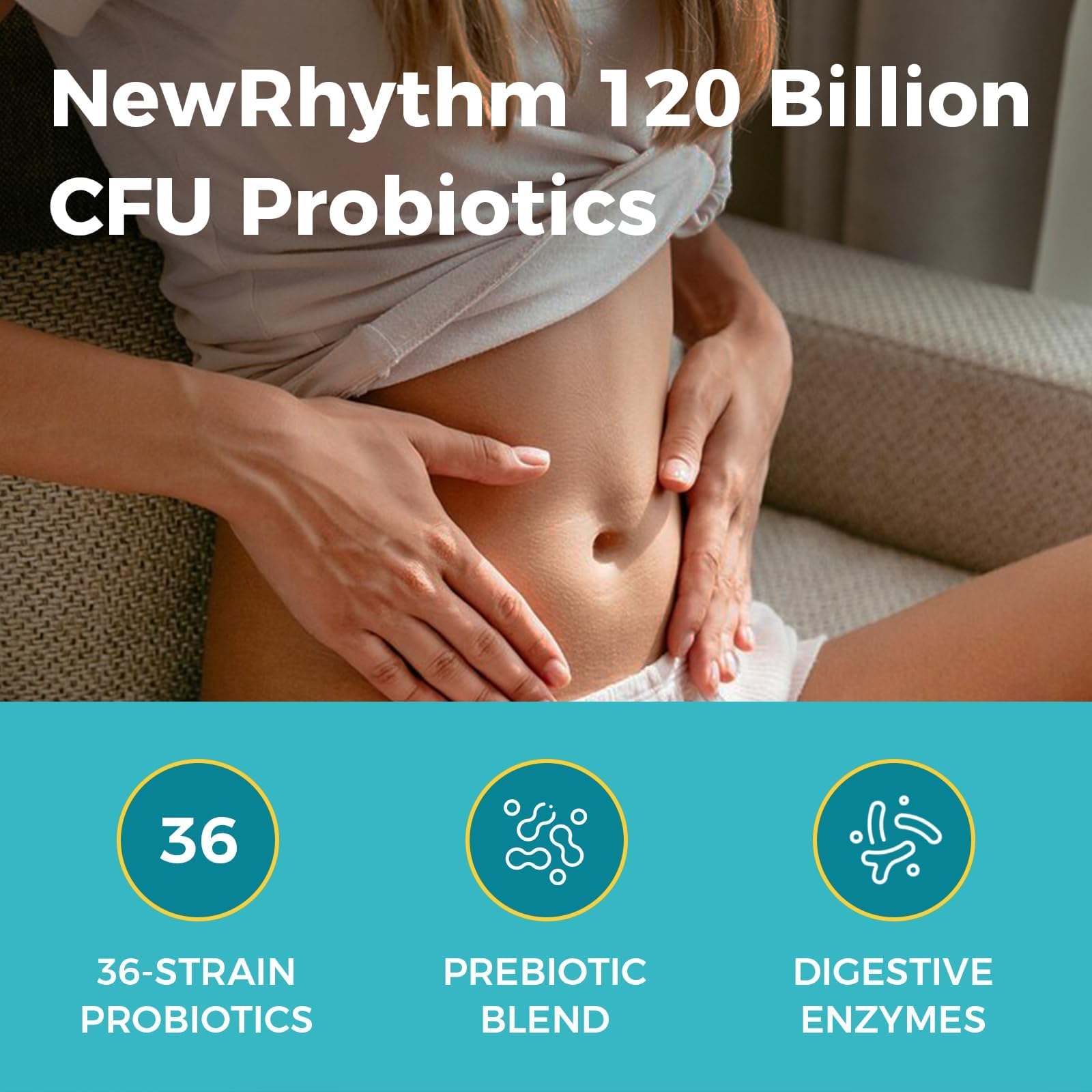 NewRhythm Probiotics 120B CFU with Prebiotics & Enzymes

