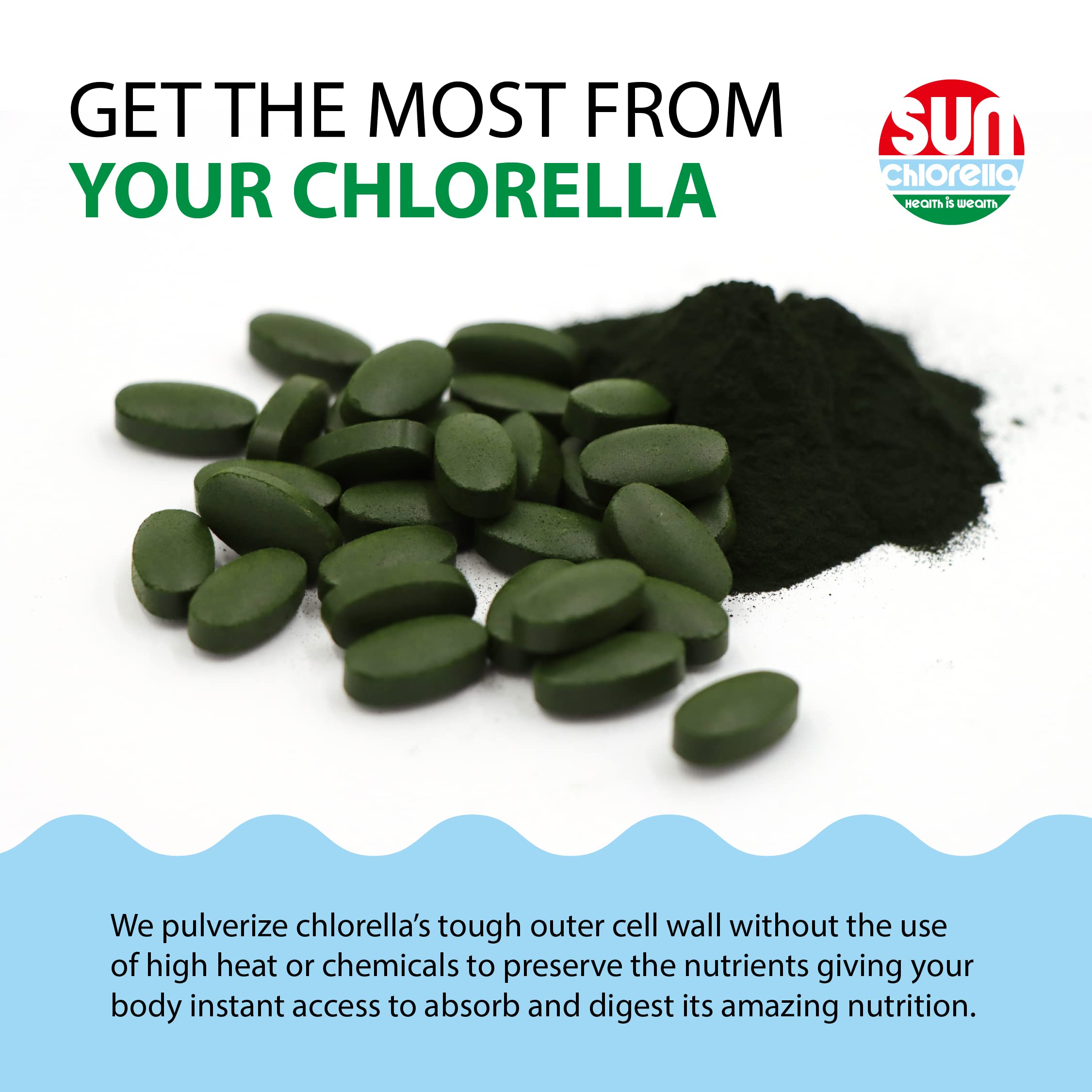 Sun Chlorella Greens Algae Superfood for Immune & Gut Health

