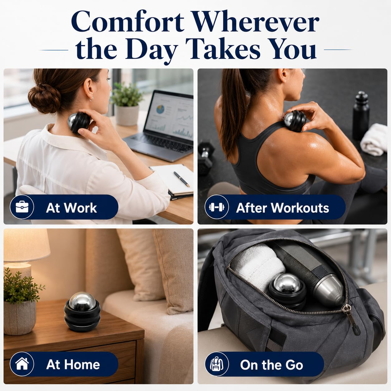 Cold Massage Roller Ball by Flyfan – Handheld Muscle Roller


