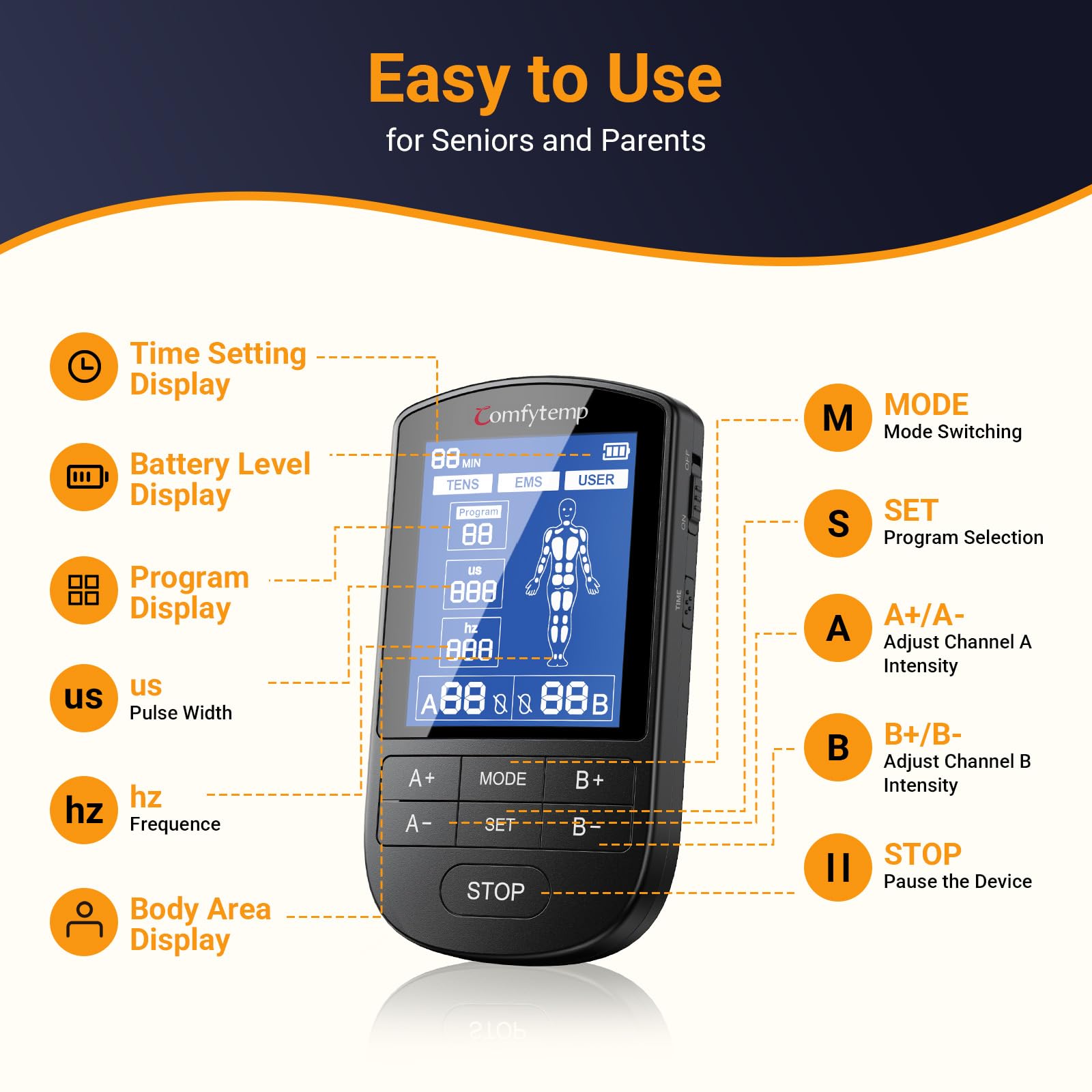 Comfytemp TENS Unit for Pain Relief and Therapy

