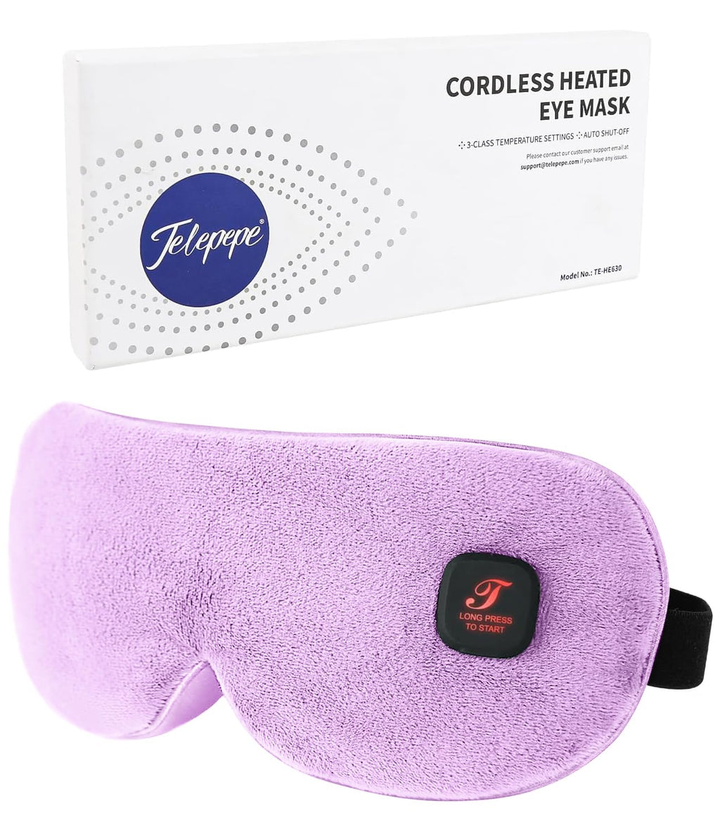 Telepepe Heated Eye Mask Cordless with Rechargeable Battery and Washable Cover