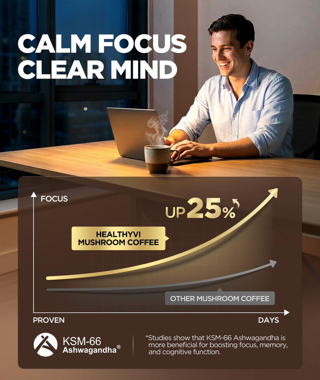 HealthyVi Mushroom Coffee for Focus and Immunity

